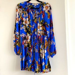 Silk Diane von Furstenberg blue floral dress size M
